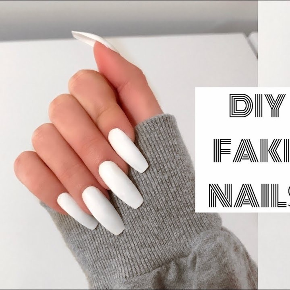 White long fake nails